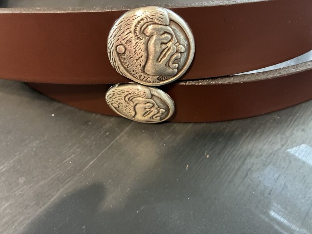 Brown Genuine Leather Belt with 4 Florida State University FSU Conchos 46 NEW
